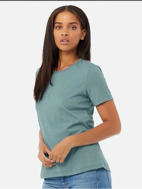 Bella Canvas Tops - BELLA + CANVAS Women’s Relaxed Fit Heather CVC Tee- 6400CVC, Heather Blue Lagoon